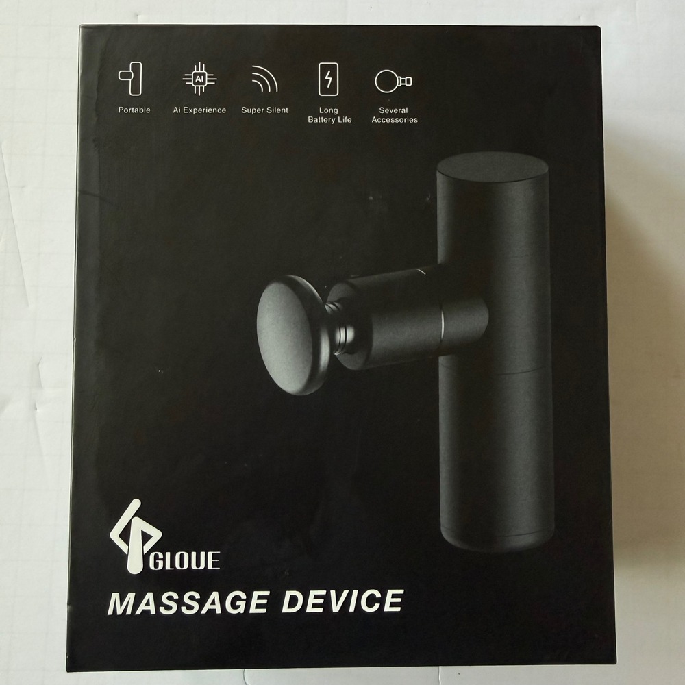 GLOUE Mini Massage Device Handheld Deep Tissue Percussion Massager Black NOB